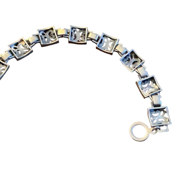 Sterling silver 925 SEZGIN square link scrolled floral bracelet - Picture 5 of 7